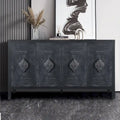 Bahut ancien sculpté à 4 portes en noir et marron
