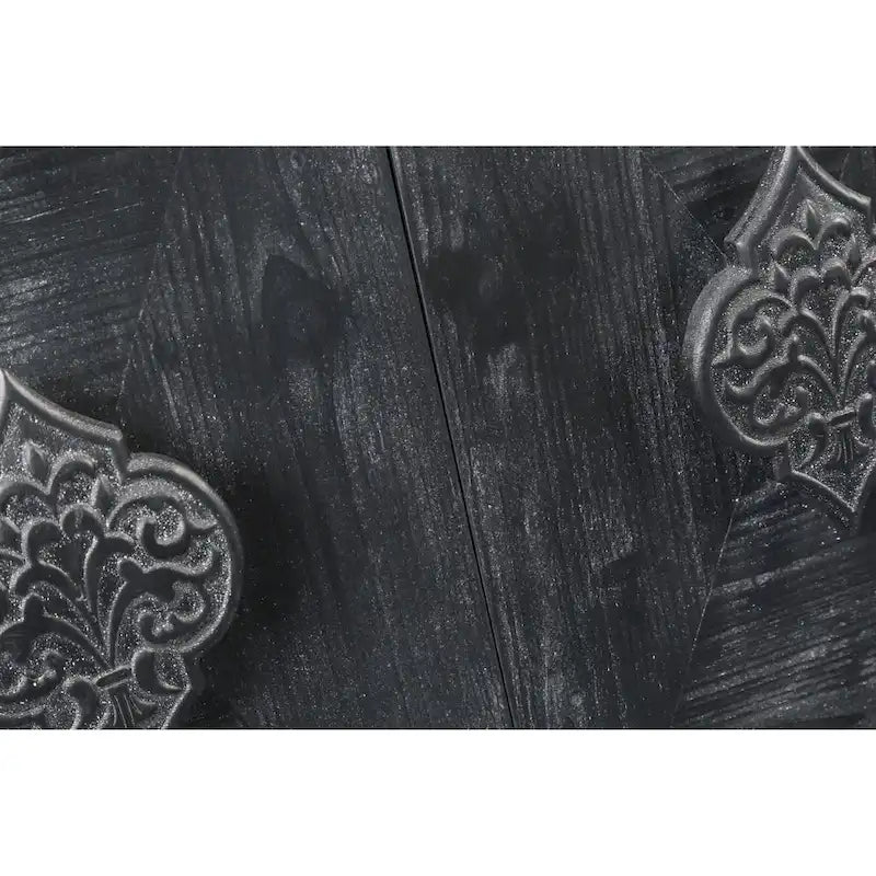 Bahut ancien sculpté à 4 portes en noir et marron