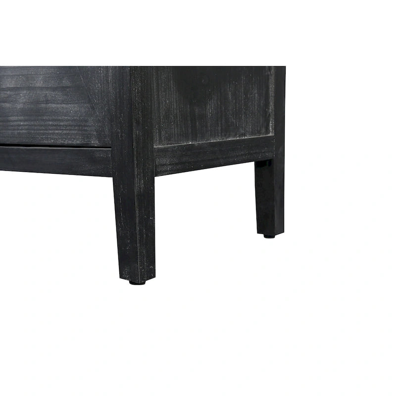 Bahut ancien sculpté à 4 portes en noir et marron