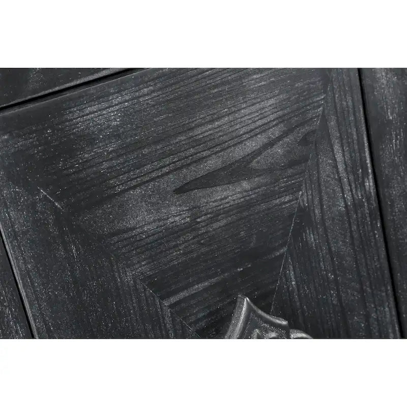 Bahut ancien sculpté à 4 portes en noir et marron