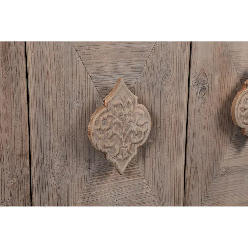 Bahut ancien sculpté à 4 portes en noir et marron