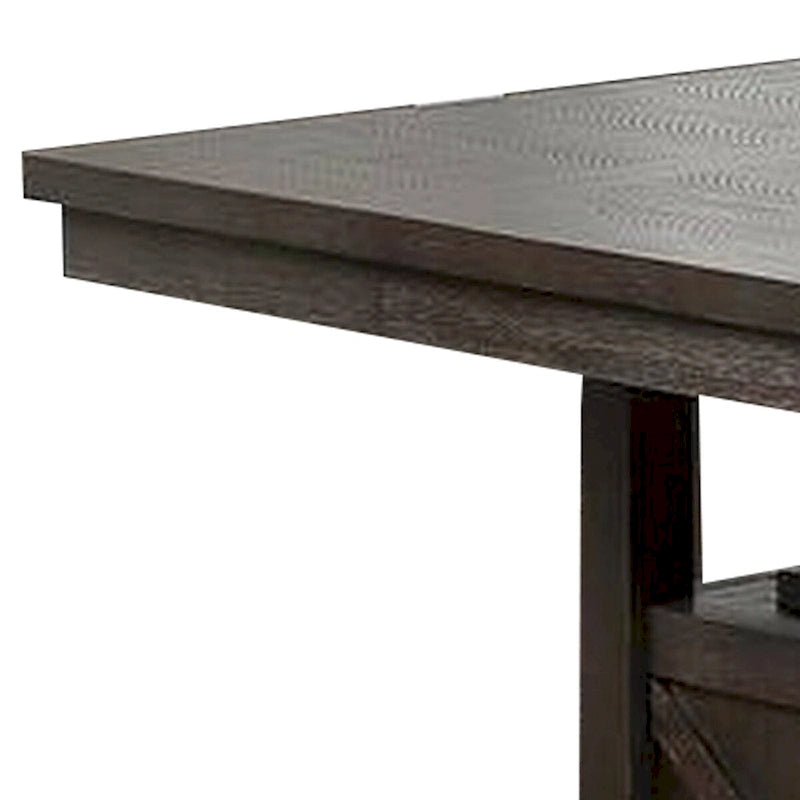 Table de salle à manger hauteur comptoir en bois massif gris avec armoire de rangement et casier à vin