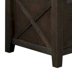 Table de salle à manger hauteur comptoir en bois massif gris avec armoire de rangement et casier à vin