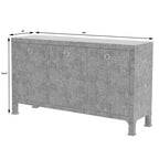 Buffet de rangement à 3 portes en raphia tressé gris anthracite avec poignées en anneau en laiton