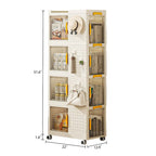 Meuble de rangement roulant blanc à 4 niveaux avec portes transparentes et roulettes verrouillables