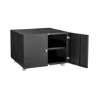 Armoire de rangement mobile en acier noir à 2 portes avec roulettes verrouillables et diviseurs réglables