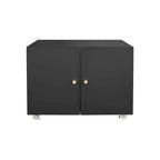 Armoire de rangement mobile en acier noir à 2 portes avec roulettes verrouillables et diviseurs réglables