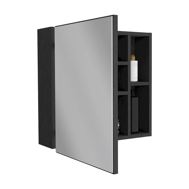 Armoire à pharmacie murale pour salle de bain, une porte, trois étagères intérieures, grise