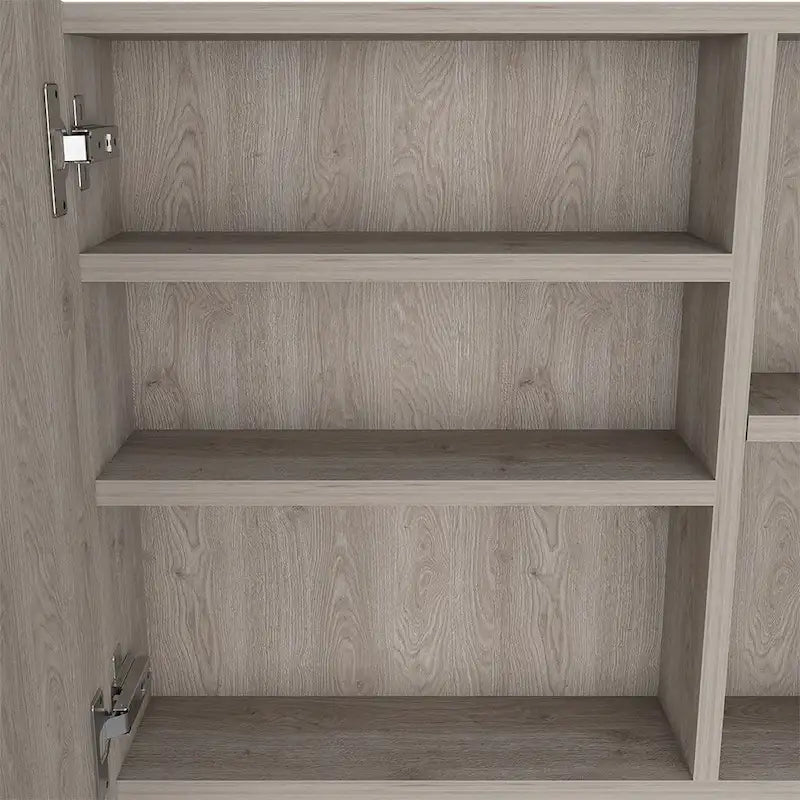 Armoire à pharmacie murale pour salle de bain, une porte, trois étagères intérieures, grise