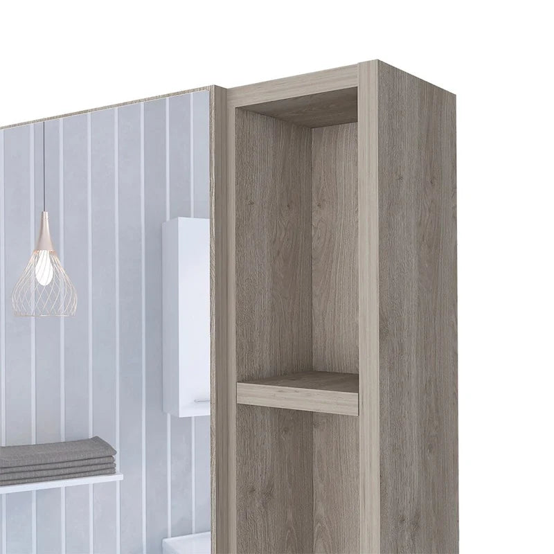 Armoire à pharmacie murale pour salle de bain, une porte, trois étagères intérieures, grise