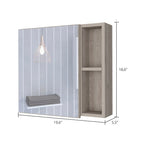 Armoire à pharmacie murale pour salle de bain, une porte, trois étagères intérieures, grise