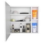 Armoire à pharmacie murale pour salle de bain, une porte, trois étagères intérieures, grise
