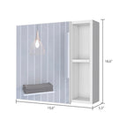 Armoire à pharmacie murale pour salle de bain, une porte, trois étagères intérieures, grise