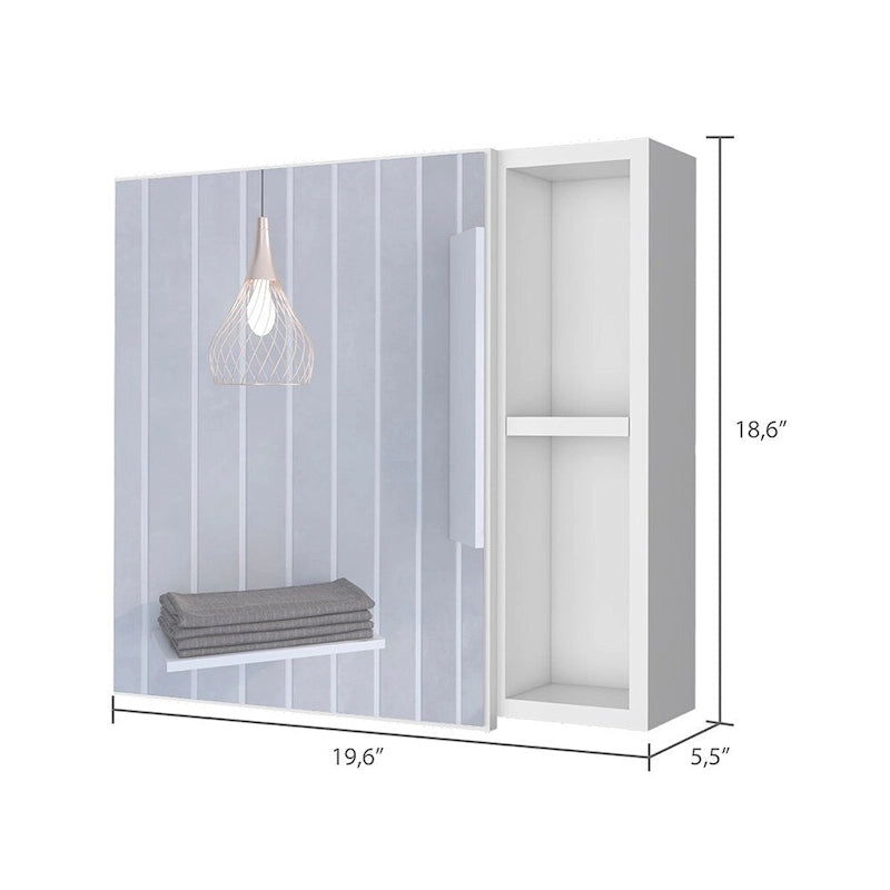 Armoire à pharmacie murale pour salle de bain, une porte, trois étagères intérieures, grise