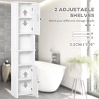Armoire de rangement à linge autoportante avec portes, haute et blanche, pour salle de bain