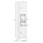 Armoire de rangement à linge autoportante avec portes, haute et blanche, pour salle de bain