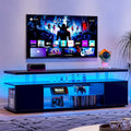 Meuble TV LED pour jeux vidéo avec armoire latérale et étagères ouvertes Noir