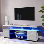 Meuble TV LED pour jeux vidéo avec armoire latérale et étagères ouvertes Noir
