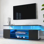 Meuble TV LED pour jeux vidéo avec armoire latérale et étagères ouvertes Noir