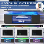 Meuble TV LED pour jeux vidéo avec armoire latérale et étagères ouvertes Noir