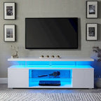 Meuble TV LED pour jeux vidéo avec armoire latérale et étagères ouvertes Noir