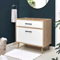Meuble-lavabo de salle de bain de 36 pouces de style moderne du milieu du siècle avec tiroirs, chêne blanc