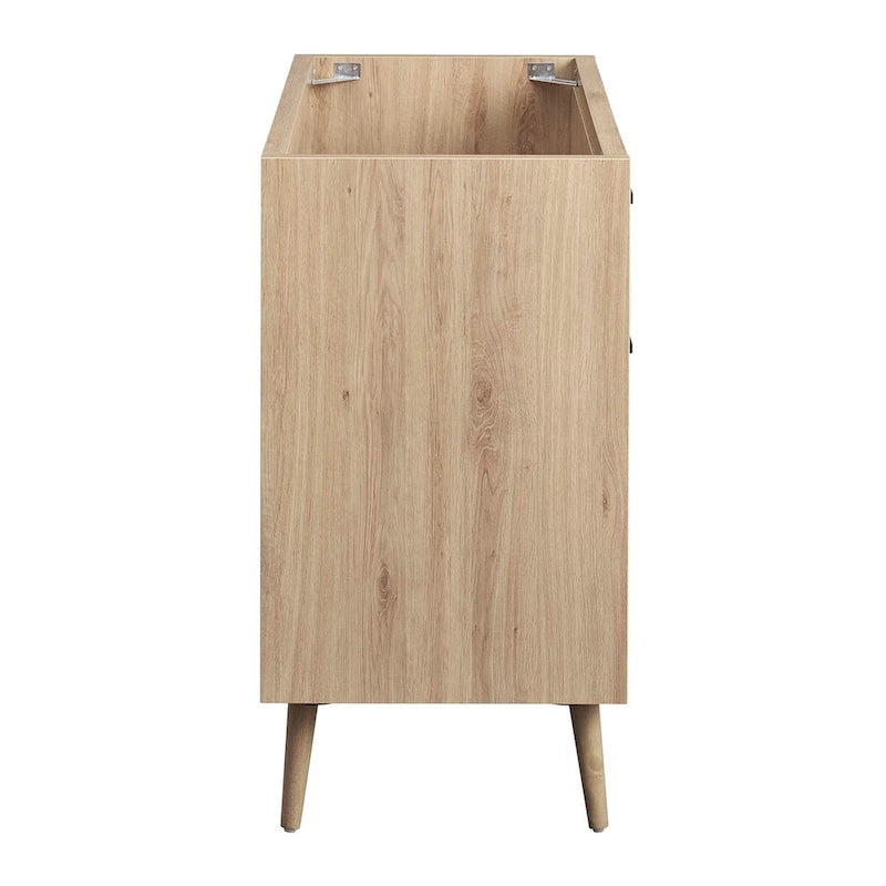 Meuble-lavabo de salle de bain de 36 pouces de style moderne du milieu du siècle avec tiroirs, chêne blanc