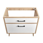 Meuble-lavabo de salle de bain de 36 pouces de style moderne du milieu du siècle avec tiroirs, chêne blanc