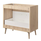 Meuble-lavabo de salle de bain de 36 pouces de style moderne du milieu du siècle avec tiroirs, chêne blanc
