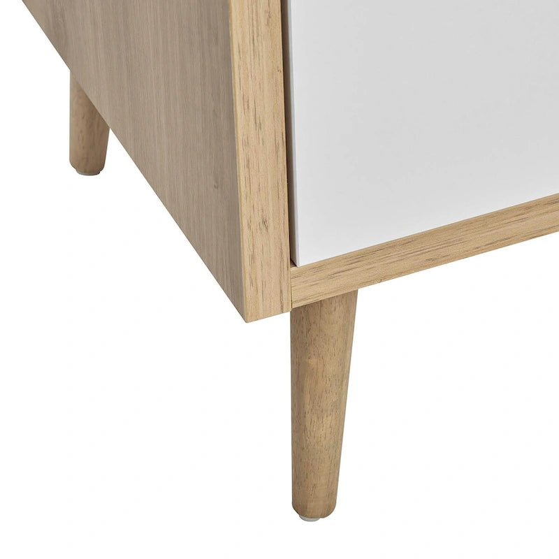 Meuble-lavabo de salle de bain de 36 pouces de style moderne du milieu du siècle avec tiroirs, chêne blanc