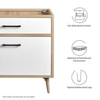 Meuble-lavabo de salle de bain de 36 pouces de style moderne du milieu du siècle avec tiroirs, chêne blanc