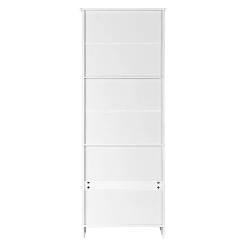 Armoire de rangement haute blanche avec 2 portes et 2 tiroirs, finition bois