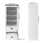 Armoire de rangement haute blanche avec 2 portes et 2 tiroirs, finition bois