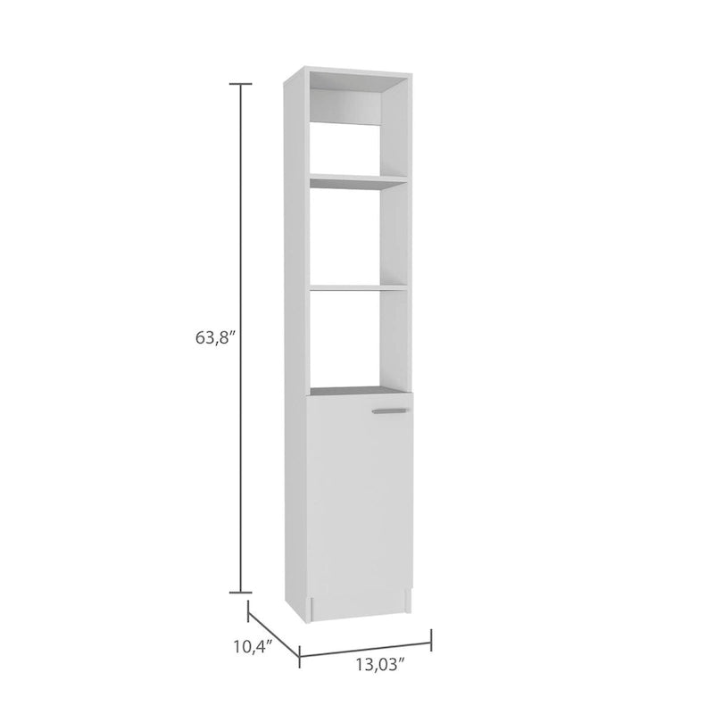 Meuble de salle de bain haut avec 3 étagères ouvertes et une porte