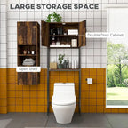 Armoire de rangement WC double porte étagère réglable brun rustique