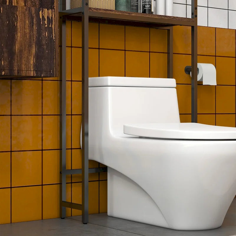 Armoire de rangement WC double porte étagère réglable brun rustique