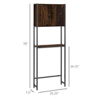 Armoire de rangement WC double porte étagère réglable brun rustique