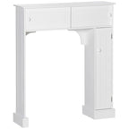 Meuble de rangement blanc pour WC, à portes coulissantes et étagères réglables