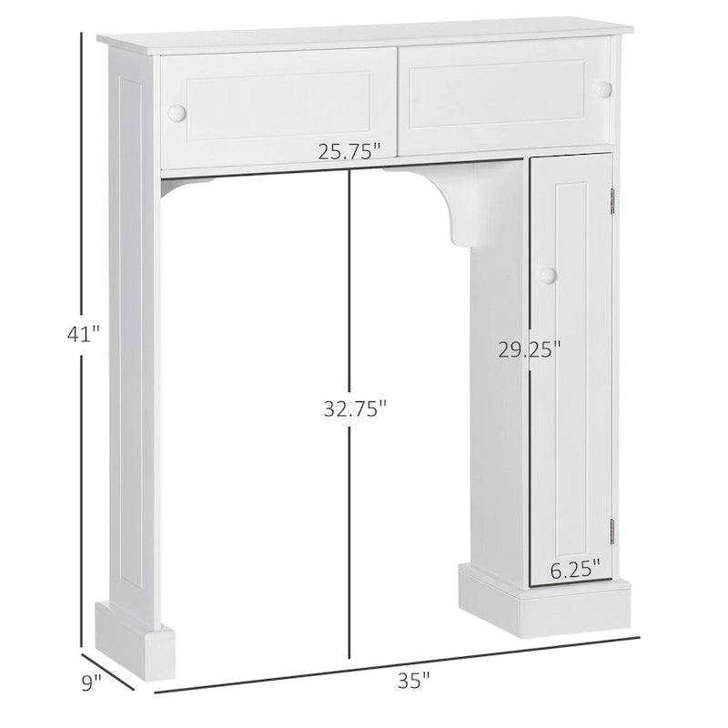 Meuble de rangement blanc pour WC, à portes coulissantes et étagères réglables