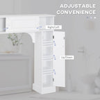 Meuble de rangement blanc pour WC, à portes coulissantes et étagères réglables