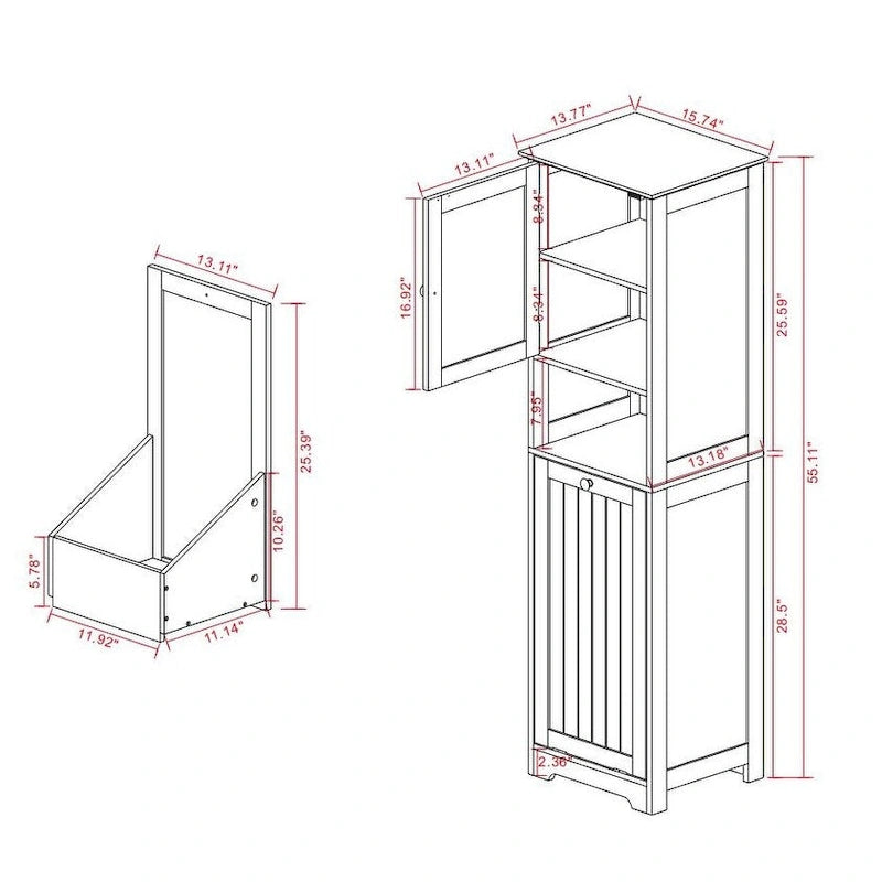 Meuble haut de salle de bain blanc à deux portes avec étagère ouverte, finition bois