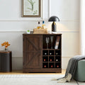 Meuble-bar avec porte coulissante, casier à vin et étagère de rangement, gris espresso