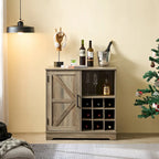 Meuble-bar avec porte coulissante, casier à vin et étagère de rangement, gris espresso
