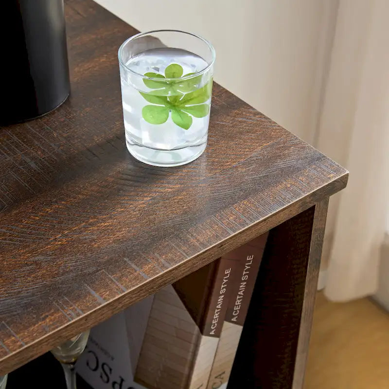 Meuble-bar avec porte coulissante, casier à vin et étagère de rangement, gris espresso