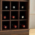 Meuble-bar avec porte coulissante, casier à vin et étagère de rangement, gris espresso