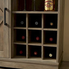 Meuble-bar avec porte coulissante, casier à vin et étagère de rangement, gris espresso
