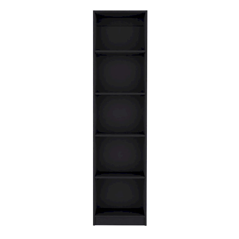 Étagère étroite à 5 niveaux avec rayonnages ouverts, noire