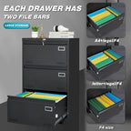 Filing Cabinet Lateral File Cabinet 3 Drawer,Locking Metal File Cabinets Three Drawer, Office Filing Cabinet with Lock Drawers