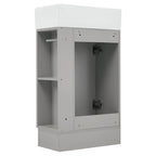 Petit meuble-lavabo de salle de bain avec évier en céramique et étagères ouvertes