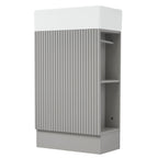 Petit meuble-lavabo de salle de bain avec évier en céramique et étagères ouvertes